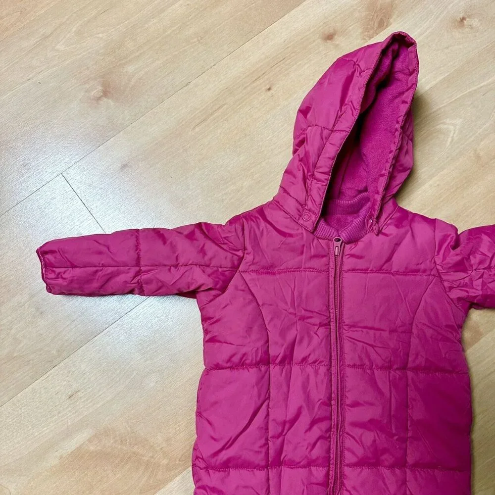 Baby Gap Pink Puffer Warmest Bundles Hooded Convertible Bunting Size 6-12M